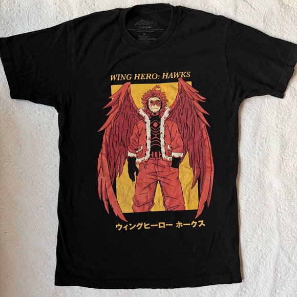 my hero academia Other - My Hero Academia Hawks T-Shirt Wing Hero Graphic Anime Black Medium Funimation